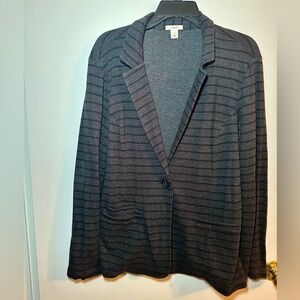Caslon black striped knit blazer Size Large